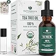 Naturenics Tea Tree Essential Oil-100% USDA Organic Melaleuca Alternifolia Therapeutic Grade- Natures Solution For Acne, Toen
