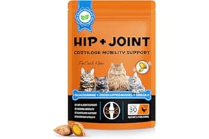 OCNISDNS Cat Hip & Joint Health Chews – Cat Joint Support Supplement with Glucosamine, Green Lipped Mussel & Omega-3 – Supports Mobility, Flexibility & Cartilage Function (Chicken Flavor, 30-Day Supply)