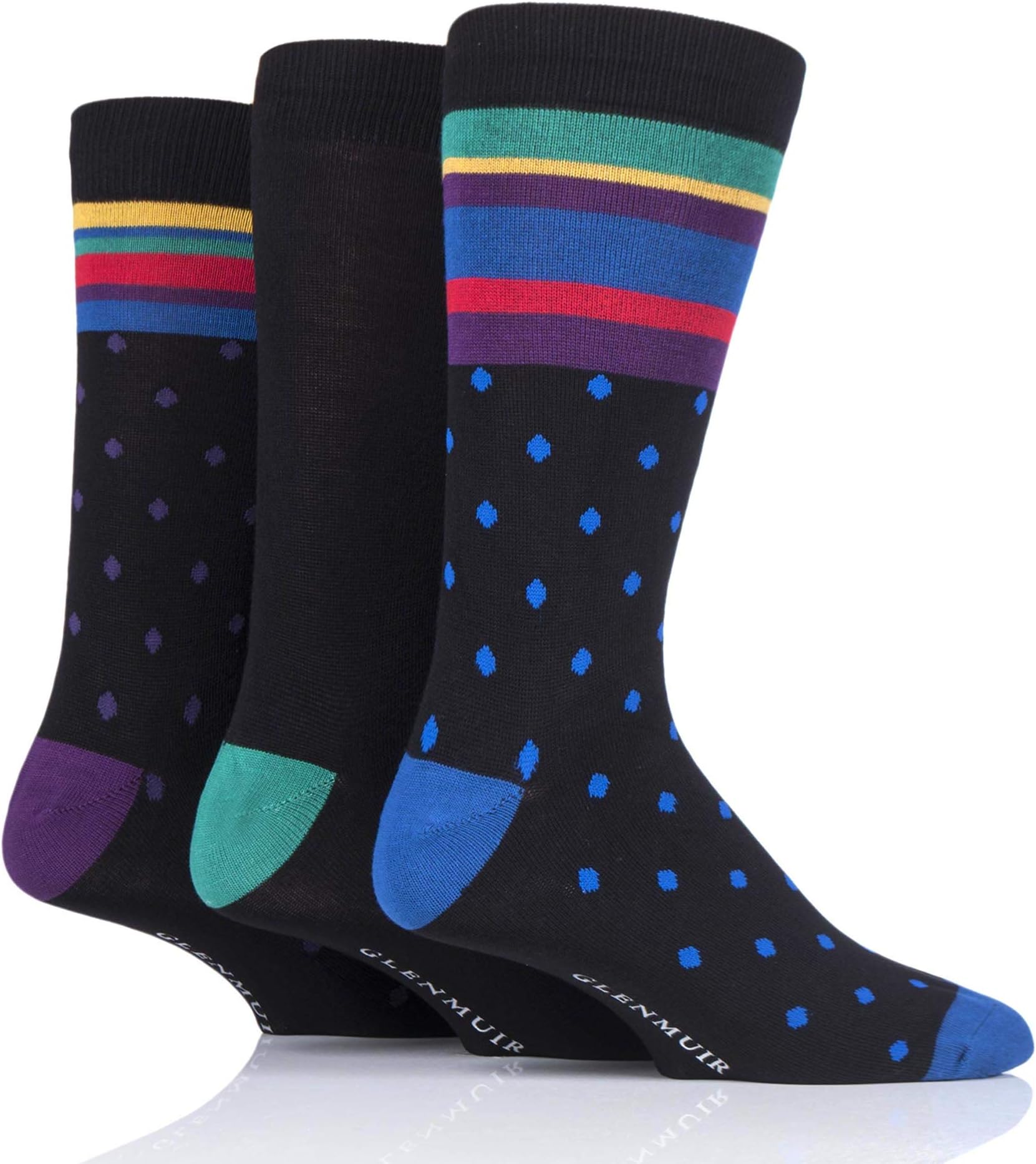 Mens Dots and Stripes Bamboo Socks Pack of 3