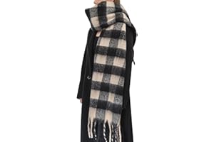 BLATIAL Womens Scarf Winter Big Colorful Checked Thick Warm Soft Scarves Casual Tassel Blanket Scarf