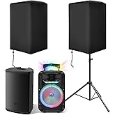 2 Pack Speaker Covers 15 Inch Waterproof Oxford Fabric Outdoor PA/DJ Speaker Cover for Powered Speaker Mounted on Stand Protection 30"x 19"x20" Black