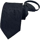 Lovacely Zipper Ties for Men, 2.76 Inch Classic Woven Silk Zip Necktie Pre-tied Paisley Various Designs Zipper Neck Tie