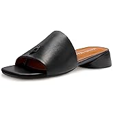 Viciously Vixen Women's Block Kitten Heels Slide Mule Sandals Square Open Toe Shoes