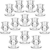 Tequibar Glass Candlestick Holders, 12PCS Table Candle Holders Bulk for Table Centerpiece, Clear Candle Sticks Holder for Wedding, Christmas and Festival Decoration