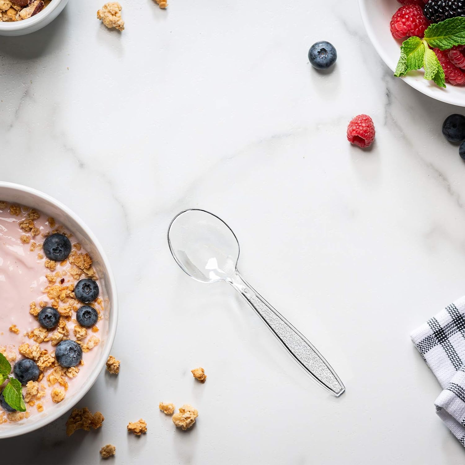 [300 Pack] Heavyweight Disposable Clear Plastic Soup Spoons: Kitchen & Dining