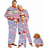 PopReal Christmas Pajamas for Family Onesies Plus Size and Dog, Matching PJs Hoodie Sleeper Snowflake Plush Cozy Warm