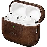 Belemay Handcrafted Crazy Horse Leather Case for AirPods Pro 3rd Gen (2025), Vintage Aesthetic, Two-Tone Effect, Unique Patina, Compatible with MagSafe, Compatible with Airpods Pro 3, Rustic Brown