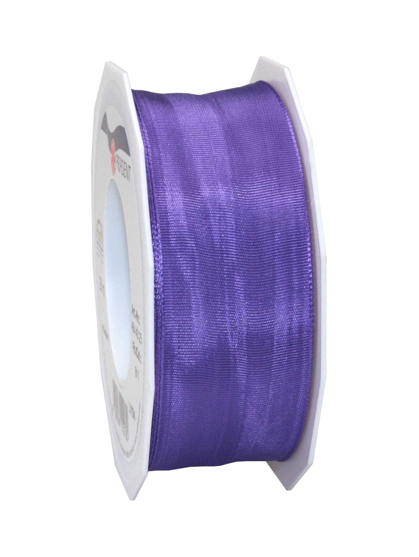 Präsent - Lyon Wired Taffeta Ribbon Purple 40 mm Width, 25 m Length