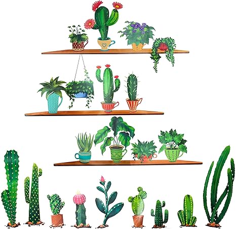 Amazon Hi桜の花 2枚セット ウォールステッカー サボテン 花 緑 葉 植物 グリーン フラワー 壁紙シール 天然風ガーデン 観葉植物 剥がせる 壁紙 部屋飾り 防水 おしゃれ ホーム飾りウォールペーパー 大きめサイズ Diy 北欧 居間 寝室 オフィス 60 90cm ウォール