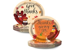 EggSun Thanksgiving Oval Paper Plates 10" x 12",Large Disposable Fall Party Decorations Paper Autumn Turkey Plates for Birthday Holiday Favor Bridal Baby Shower Party Supplies,50 Guests