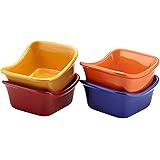 Rachael Ray Stoneware Lil' Saucy Set of 4 Square Dipping Cups, 3-Ounce, Assorted