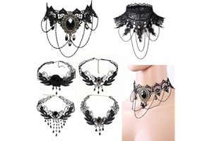 Gothic Lace Choker Set – 6 Elegant Designs for Vintage, Steampunk, Lolita, Halloween & Formal Wear