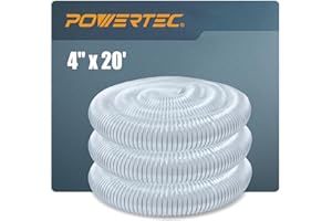 POWERTEC 4" x 20' Dust Collection Hose, 4 Inch Dust Collector Hose for Table Saw, Band Saw, Planer, Jointer, Woodworking and Wood Shop Dust Collection System (70143)