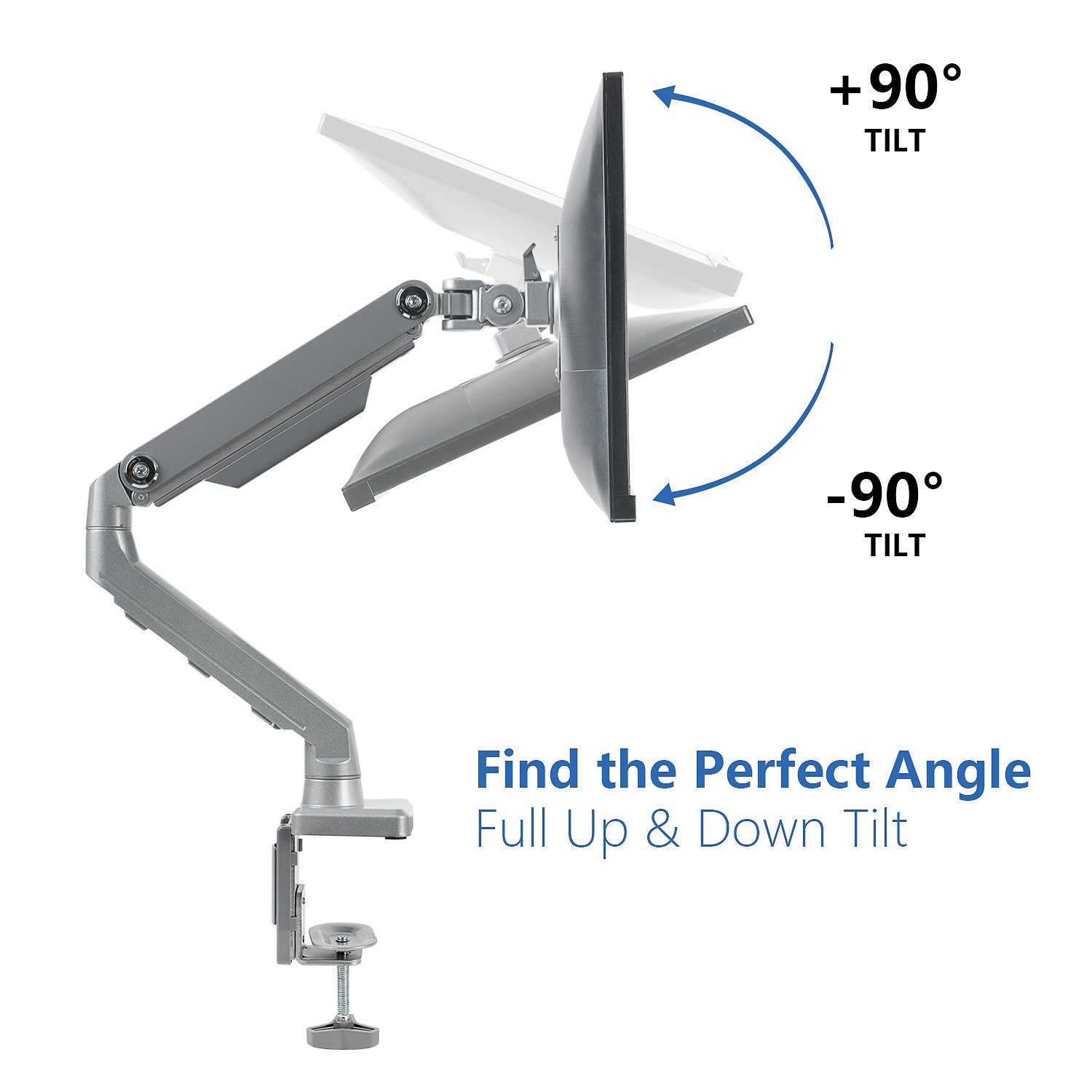 EleTab Single Monitor Desk Mount Height Adjustable Full Motion Swivel