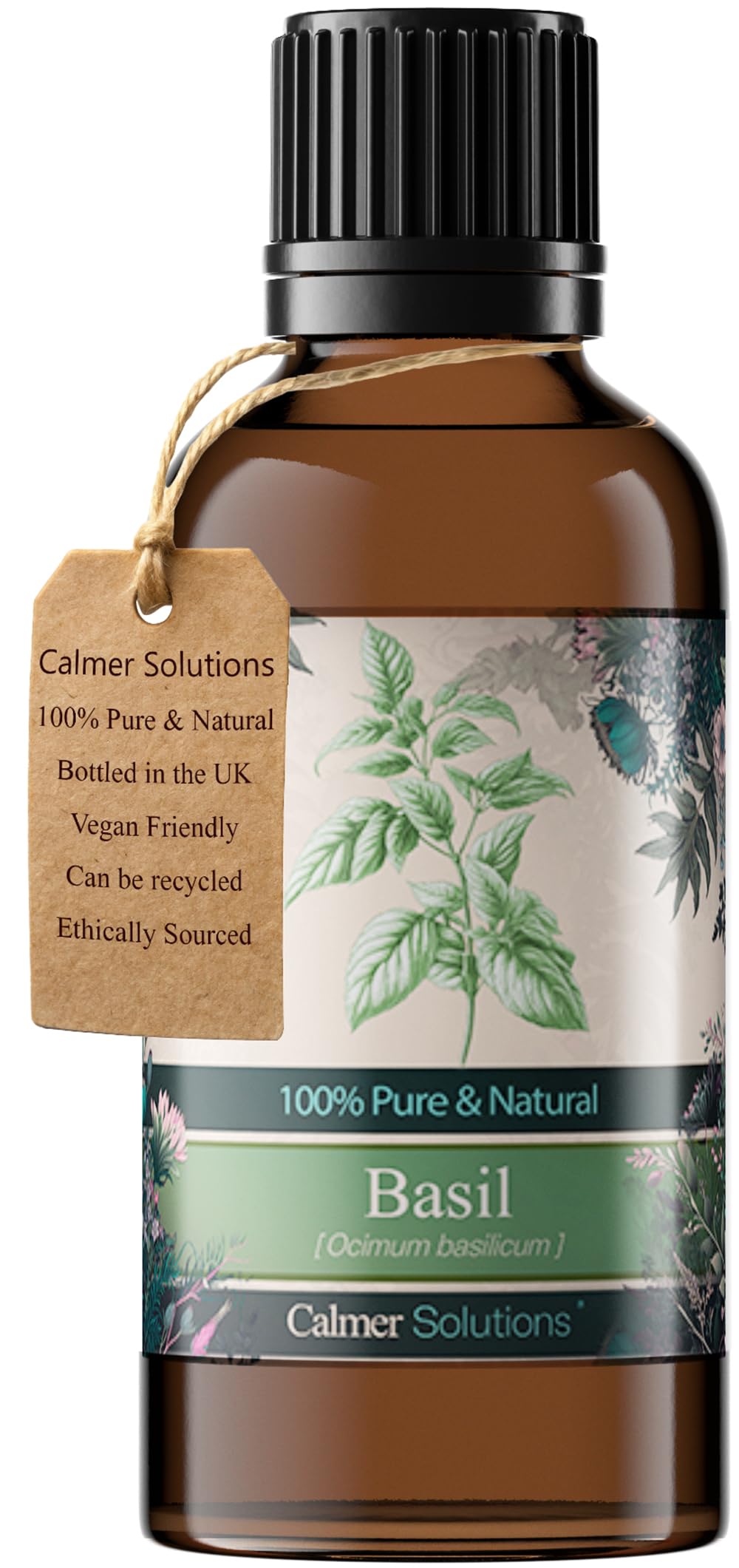Calmer Solutions | Basil - 50ml | Antiseptic, Calming, Colds | Pure 100% UK Sourced Natural Essential Oils | Professional or Home use | Diffusers, Humidifiers, Candles & More
