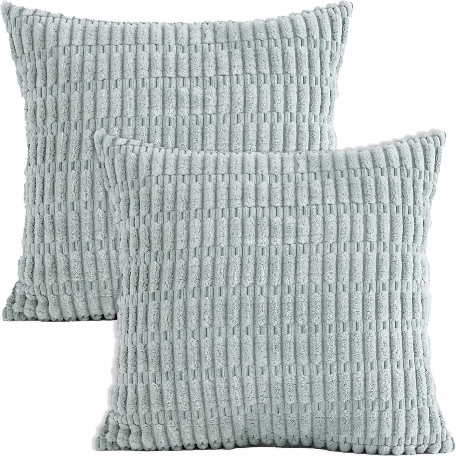 Tennove 50x50cm Cushion Covers Soft Striped Corduroy Cushion Pillow Case Set of 2 Decorative Square Colorful Throw Pillow Covers for Home Sofa Chair Bedroom, Yellow Series