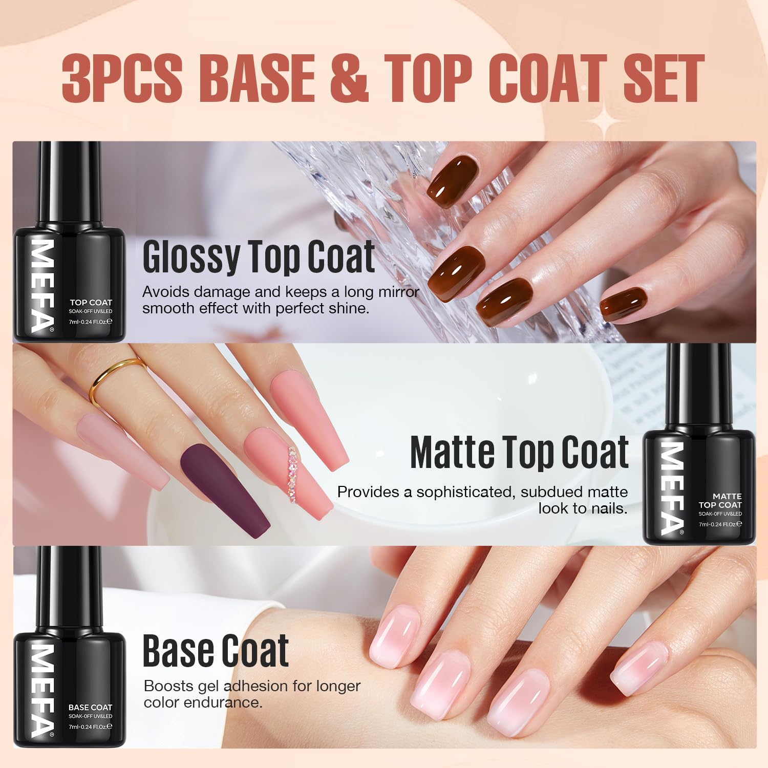 MEFA 35 Pcs Gel Nail Polish Set, 32 Colors All Seasons Collection Gel Nail Polish Kit with Base Coat No Wipe Glossy/Matte Top Coat Blue Red Pink Nail Art Manicure DIY Salon Home Gifts for Women Girls - Image 4