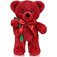 Civaner Valentine's Day Plush Stuffed Animal Bear Gift with Rose Funny Cute Stuffed Animal Plush Gifts for Kids Toddler Girlfriend Valentine's Day,11.8 Inches(Red)