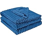 CHERAISA Throw Blanket for Couch - Flannel Fleece 3D Striped Ribbed Bed Blanket.Super Soft Blankets for Women Girls,Teacher Gifts Birthday Gifts Room Home Dorm Decor (Blue, Twin(60"x80"))