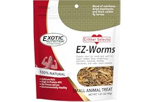 EZ-Worms (1.41 oz.) - Blend of Dried Mealworms & Black Soldier Fly Larvae (BSFL) - Healthy Insect Treat - Chickens, Bluebirds