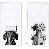 JFFTLL Dachshund Gifts Bathroom Hand Towels, Weiner Dog Gifts for Women Hand Towels for Bathroom, Gifts for Dachshund Lovers, Weiner Dog Decor, 16x24 Inch Set of 2