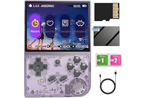 VOACLE RG35XX 2024 New Version Retro Handheld Game Console , Linux System 3.5 Inch IPS Screen Built-in 64G TF Card 5515 Classic Games Support HDMI TV Output (Transparent Purple)