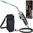 Propane Torch Kit,Mapp Map Gas Torch with Included Holster,Trigger Start 5' Long Hose,Adjustable Flame Map Gas Torch Kit,Brazing Torch Kit,Soldering Torch for Welding Soldering Brazing