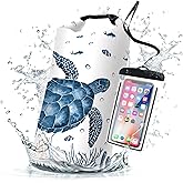 Waterproof Dry Bag,Roll Top Sea Turtle Coral Starfish Small Waterproof Backpack 5L/10L/20L Floating Lightweight Bags for Kayaking, Boating, Fishing, Swimming Camping with Waterproof Phone Case