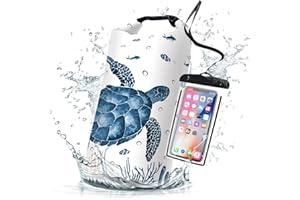 CLIDULI Waterproof Dry Bag,Roll Top Sea Turtle Coral Starfish Waterproof Backpack 5L/10L/20L Floating and Lightweight Bags for Kayaking, Boating, Fishing, Swimming and Camping with Waterproof Phone Case