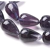 Craftdady Teardrop Natural Amethyst Stone Beads Polished Drop Gemstone Loose Beads Energy Healing Crystal Stone 16x10mm for Jewelry Craft Necklace Bracelet Earring Making, 22~25pcs