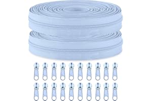 Sawoake Nylon (#5) Zippers - Sky Blue with 20PCS Sliders for Craft Bags