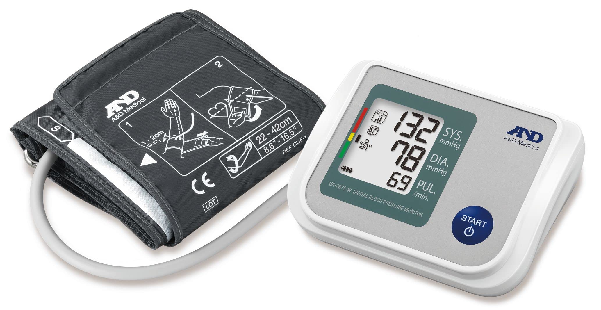 A&D Medical UA-767S-W Blood Pressure with Wide Range Cuff and AFib screening