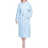 PAVILIA Women Waffle Knit Kimono Robe, Soft Cozy Breathable Lightweight Long Bathrobe with Side Pockets for Shower Spa House