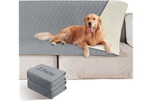 Roilpet 2 Pack Waterproof Dog Bed Cover Blanket Non Slip Couch Cover for Pets Medium Dog Cat Kids Children Sofa Furniture Protector(54"×82", Light Grey)