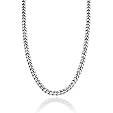 Miabella Italian Heavy 925 Sterling Silver Thick 3.2mm, 5mm, 7mm Curb Cuban Link Chain Necklace for Men Made in Italy
