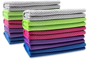 Biange Cooling Towels (40"x 12", Pack of 10) for Neck and Face, Cold Towel for Hot Weather, Sports, Workout, Fitness, Gym, Yoga, Golf, Pilates, Travel, Camping & More