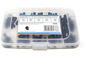 iexcell 100 Pcs SAE #6-32 x 1/4", 3/8", 1/2", 5/8", 3/4" Alloy Steel 12.9 Grade Hex Socket Head Cap Screws Bolts Assortment, Black Oxide Finish