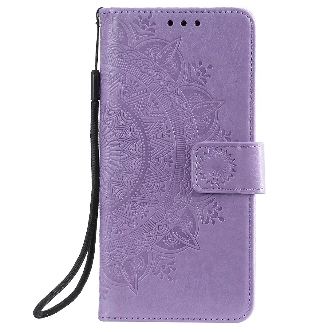 Dfjhure For Google Pixel 6A Case Leather Wallet Flip Folio Stand Bookstyle Case with Card Holder Stand Silicone Bumper Shockproof Slim PU Protector Cover for Google Pixel 6A,Purple