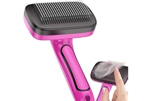 YOPETAYU Dogs Self Cleaning Slicker Brush for Shedding & Grooming Long Short Haired Cats, Pet Retractable Brushes for Large Medium Small. Removes Loose Fur, Undercoat, Mats Tangled Hair, Pink