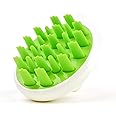 Zyllion Hair Shampoo Brush and Scalp Massager Care for Dandruff Removal, Scrubber, Hair Growth and Exfoliator with Flat and Pointed Soft Silicone Bristles for Women and Men - Green (ZMA-12-GR)