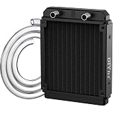 DIYhz Water Cooling Computer Radiator, 12 Pipe Aluminum Heat Exchanger Liquid Cooling Radiator Heat Sink 120mm for CPU PC Laser Water Cool System DC12V Black with Tube