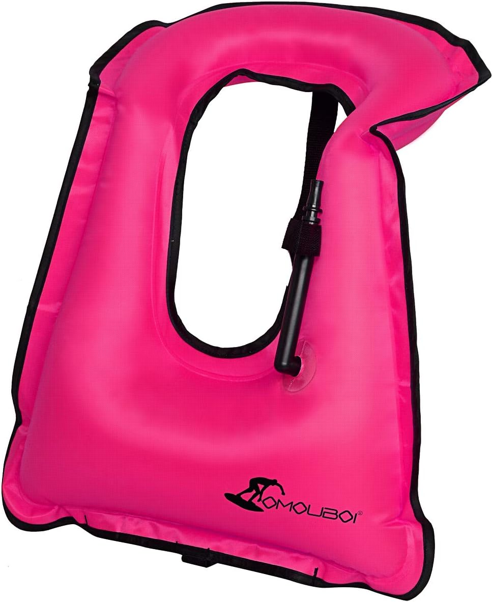 OMOUBOI Inflatable Snorkel Vest for Adults Women Men, Snorkeling Jackets Vests with Crotch Strap for Snorkeling Swimming Paddling Boating Water Sports Beginner Adults-Only 88-180 lbs (Pink): Sports & Outdoors