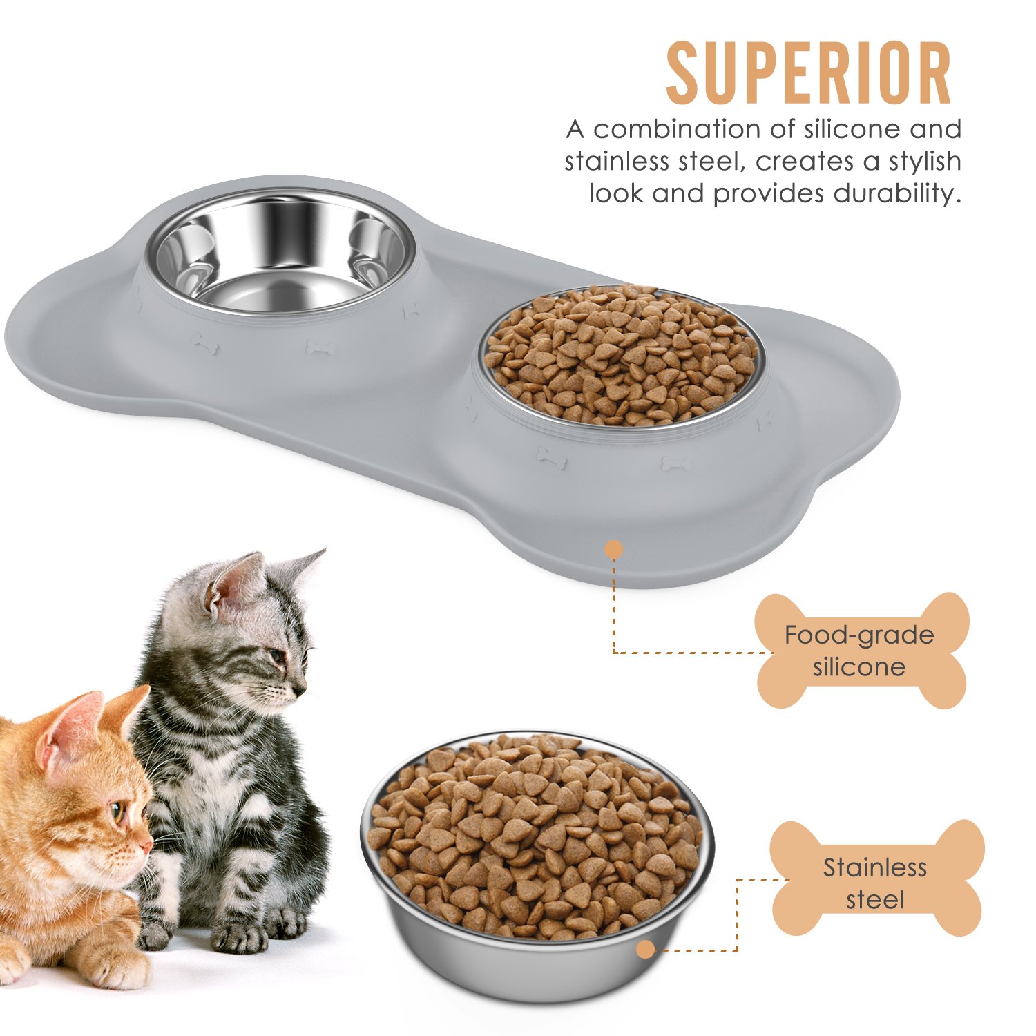 Pawaboo ペットボウル S Gray S Gray B06xy1rzxn Pink S カラフル 給餌 動物 キャット ドッグ グルメ 食器 皿 ボウル 二つボウルのデザイン 食事 給水容器 給餌容器 ステンレス製ペット皿 食器 ペット用 猫 犬 お皿 食器餌入れ 正規品 Www Cafetamarinds Com