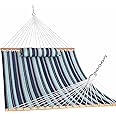 Lazy Daze Hammocks 12FT Quilted Fabric Hammock with Pillow, Double 2 Person Hammock with Spreader Bar for Outdoor Outside Patio Garden Yard Pool Beach QFH034