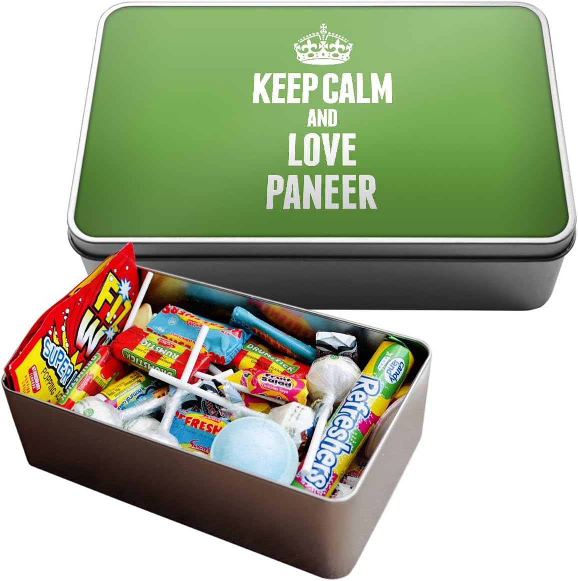 Duke Gifts GREEN Keep Calm and Love Paneer Large Retro Sweet Tin 1342