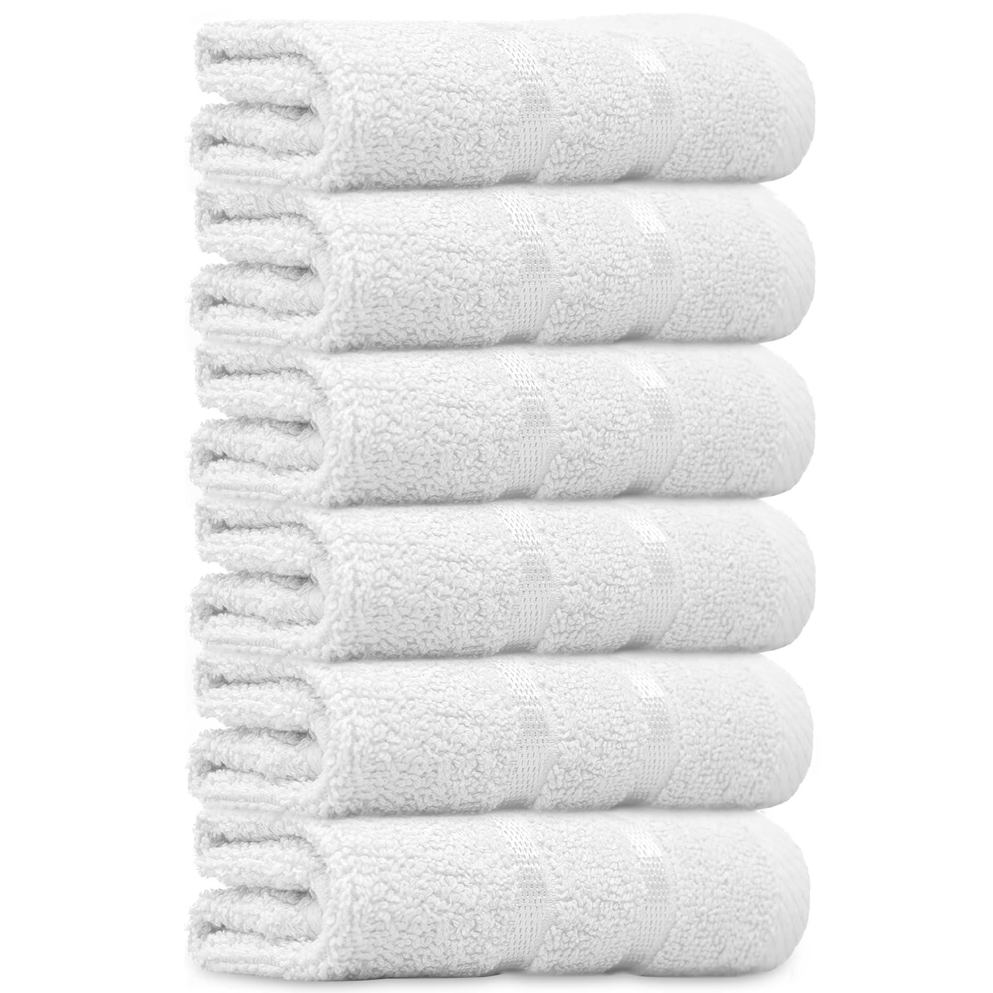 Towelogy® Luxury Egyptian Cotton Face Cloth Flannel Fingertip Towels Set 500 GSM Supersoft and Highly Absorbent Washcloths 30x30 cm (Pack 12, White) — image 1