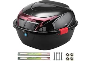 Hgjgwqh 35L Motorcycle Top Case, Universal Scooter Tour Tail Box Trunk Luggage Top Case Lockable Storage Carrier Case with Mo