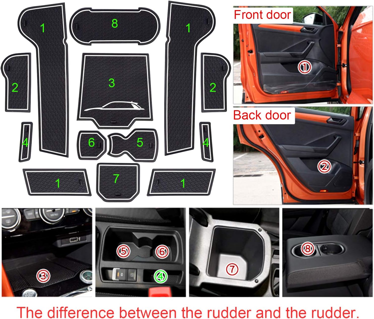 YEE PIN Car Door Slot Anti Slip Pad Compatible with V W T Ro c 2018-2022 Car Interior Water Cup Storage Box Non-Slip Mat Rubber Mat - Image 5