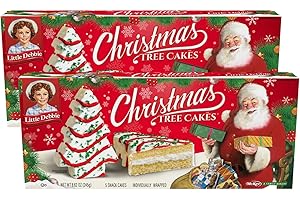 GENERIC Little Debbies Vanilla Christmas Tree Cakes, Holiday Snack Cakes, Individually Wrapped, 2 Boxes, 5 Count Each Box, 8.62 oz