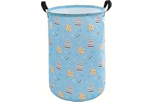 KUNRO 15.7 inch Round Bunny Easter Basket for Kids Toy Bin Waterproof Storage Basket for Laundry Hamper Blue Easter Basket For Boy Hunt Bags for Eggs Toys Party Favor Best Gift for Easter